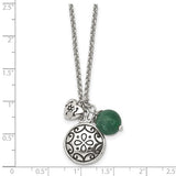 Stainless Steel Antiqued and Polished Synthetic Jade with 20in Necklace