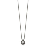 Stainless Steel Antiqued and Polished with CZ Circle 18in Necklace