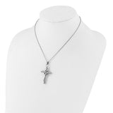 Stainless Steel Polished Cross with 2 inch ext. Necklace