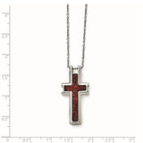 Stainless Steel Polished Red/Black Enameled 19.75 inch Cross Necklace