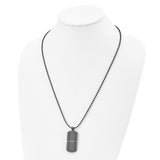 Chisel Stainless Steel Polished Black and Brown IP-plated Solid Black Carbon Fiber Dog Tag on a 24 inch Ball Chain Necklace