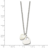 Stainless Steel Polished with Shell Heart 16in Necklace