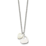 Stainless Steel Polished with Shell Heart 16in Necklace