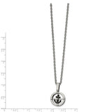 Chisel Stainless Steel Polished Black IP-plated Moveable Compass with Anchor Pendant on a 20 inch Cable Chain Necklace