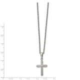 Chisel Stainless Steel Polished with CZ Cross Pendant on a 22 inch Rolo Chain Necklace