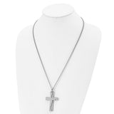 Chisel Stainless Steel Polished Etched Broken Prayer Cross Pendant on a 24 inch Curb Chain Necklace