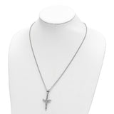 Chisel Stainless Steel Polished Crucifix Pendant on a 22 inch Rolo Chain Necklace