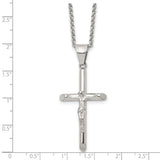 Chisel Stainless Steel Polished Crucifix Pendant on a 22 inch Rolo Chain Necklace
