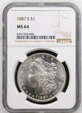 1887-S Morgan Silver Dollar, MS64 NGC, (8741328-006)