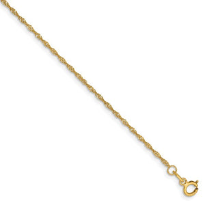 14K 7 inch 1.10mm Singapore with Spring Ring Clasp Chain Brracelet