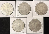 1900-S, 01-s, 02-S, 03-S, 04-S Circ Morgan Dollar Lot, (17068)