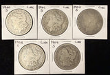 1900-S, 01-s, 02-S, 03-S, 04-S Circ Morgan Dollar Lot, (17068)