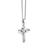 Stainless Steel Polished Cross with 2 inch ext. Necklace