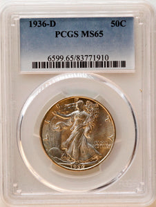 1936-D Walking Liberty 50CT PCGS MS-65