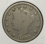 1887 Liberty V Nickel Good