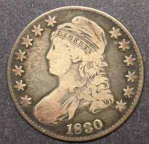 1830 Capped Bust Half, Lettered Edge, F.