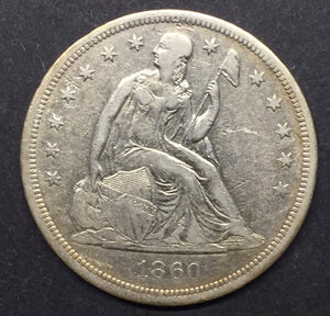 1860-O Seated Dollar, VF