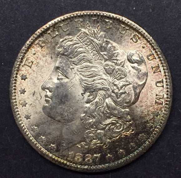 1887-S Morgan Silver Dollar, MS62+