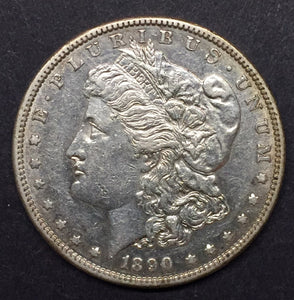 1890-S Morgan Silver Dollar, AU55