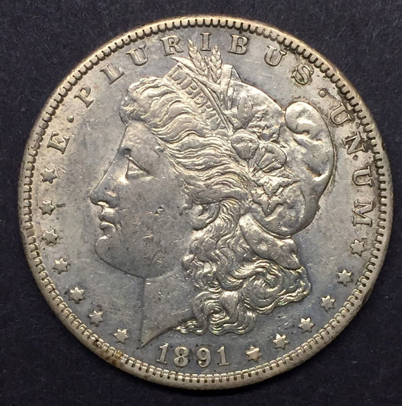 1891-S Morgan Silver Dollar, AU55