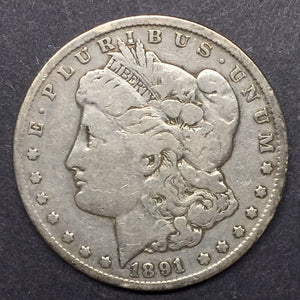 1891-CC Morgan Silver Dollar, Fine