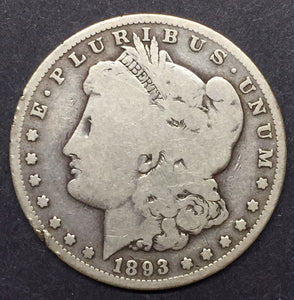 1893 Morgan Silver Dollar, VG