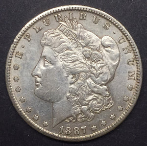 1887-S Morgan Silver Dollar, AU58