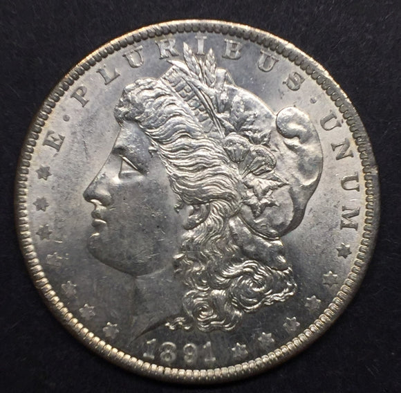1891 Morgan Silver Dollar, MS60+