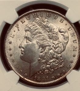 1891-S Morgan Silver Dollar, MS63 NGC