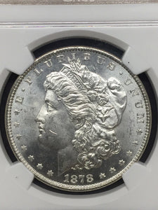 1878 8T/F Morgan Silver Dollar, MS64 NGC