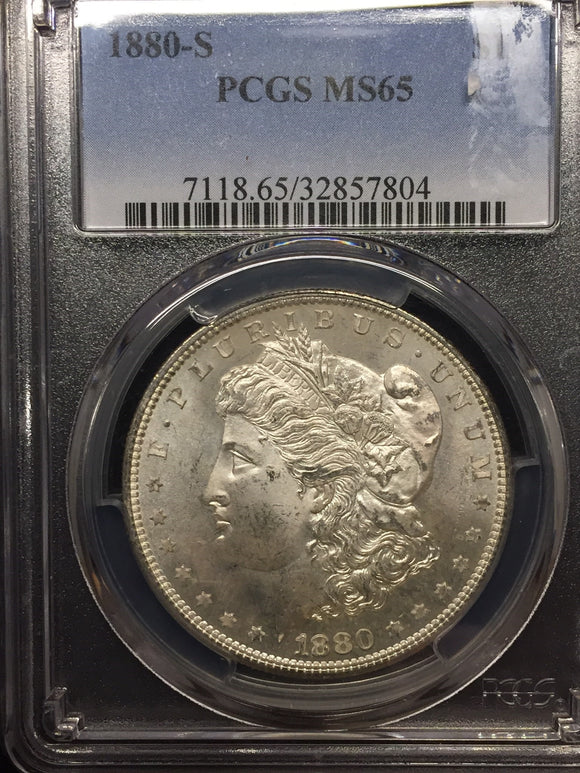 1880-S Morgan Silver Dollar, MS65 PCGS (stock)