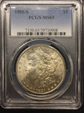 1881-S Morgan Silver Dollar, MS65 PCGS. (stock)