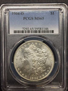 1904-O Morgan Silver Dollar, MS65 PCGS, (stock)