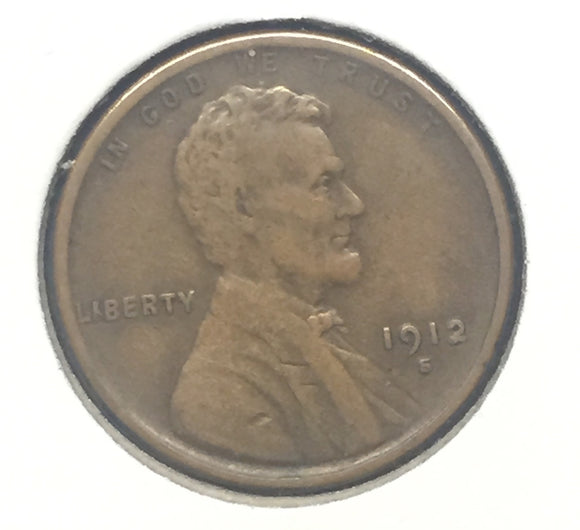 1912-S Lincoln Cent,  VF