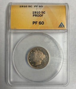 1910 Liberty Nickel Proof 60 ANACS