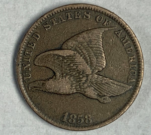 1858 S/L Flying Eagle Cent, VF/XF