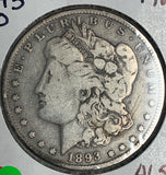 1893-O Morgan Silver Dollar, F/VF