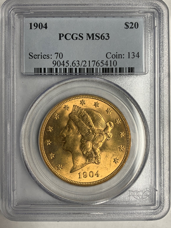 1904 $20 Liberty Gold Double Eagle, MS63 PCGS