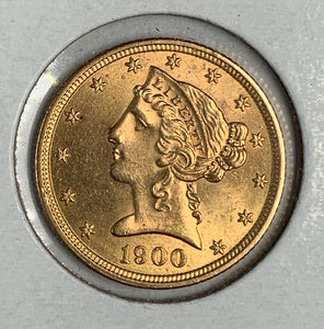 1900 $5 Liberty Gold Half Eagle, MS63