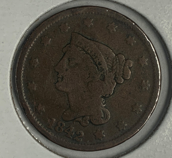 1842 Large Cent, VG