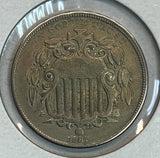 1867 Sheild Nickel No/Rays XF-45