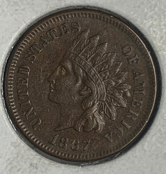 1867 Indian Head Cent, AU58BN