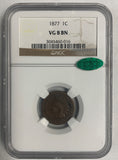 1877 Indian Head Cent VG-8 BN CAC NGC