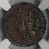 1873 Indian Head Cent Closed 3 XF-45 BN NGC