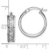 Sterling Silver Rhodium Plated Diamond Cut Hoop Earrings, 19mm