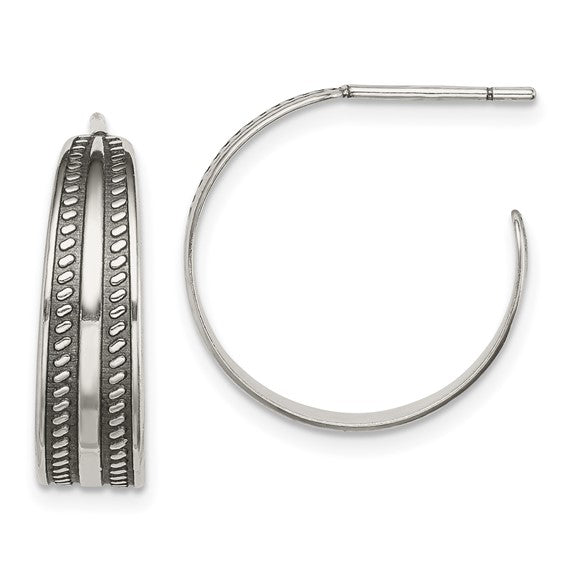 Sterling Silver Antiqued Hoop Earrings