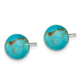 Sterling Silver 8-8.5mm Button Turquoise Post Earrings