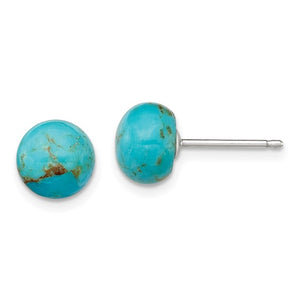 Sterling Silver 8-8.5mm Button Turquoise Post Earrings
